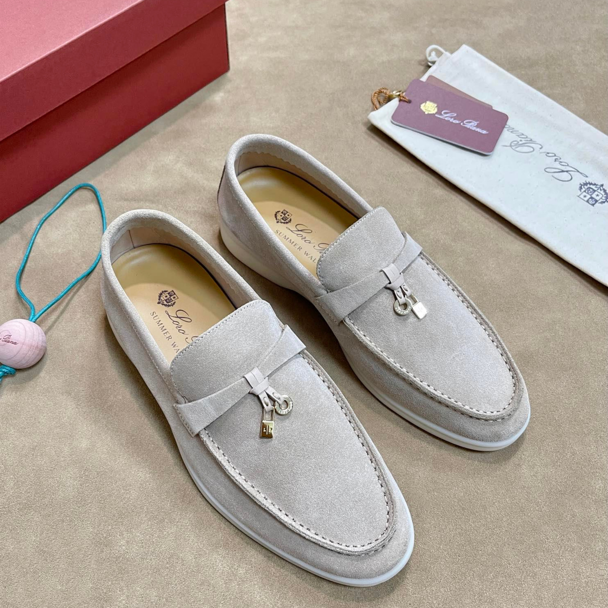 Loro Piana Summer Walk Suede Loafers - Sandstone