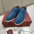 Loro Piana Open Walk Suede Ankle Boots - Dark Blue