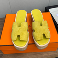 Hermes Eze 30 Suede Sandals - Jaune Impérial