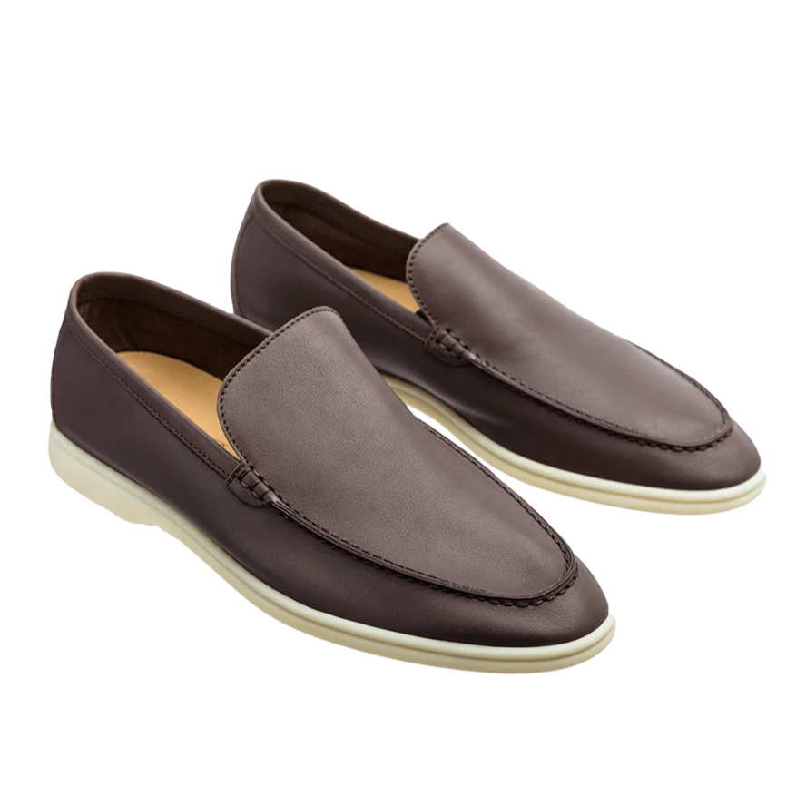 Loro Piana Summer Walk Elk Leather Loafers - Very Dark Brown (H027)