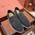 Loro Piana Summer Walk Suede Loafers - Dark Gray