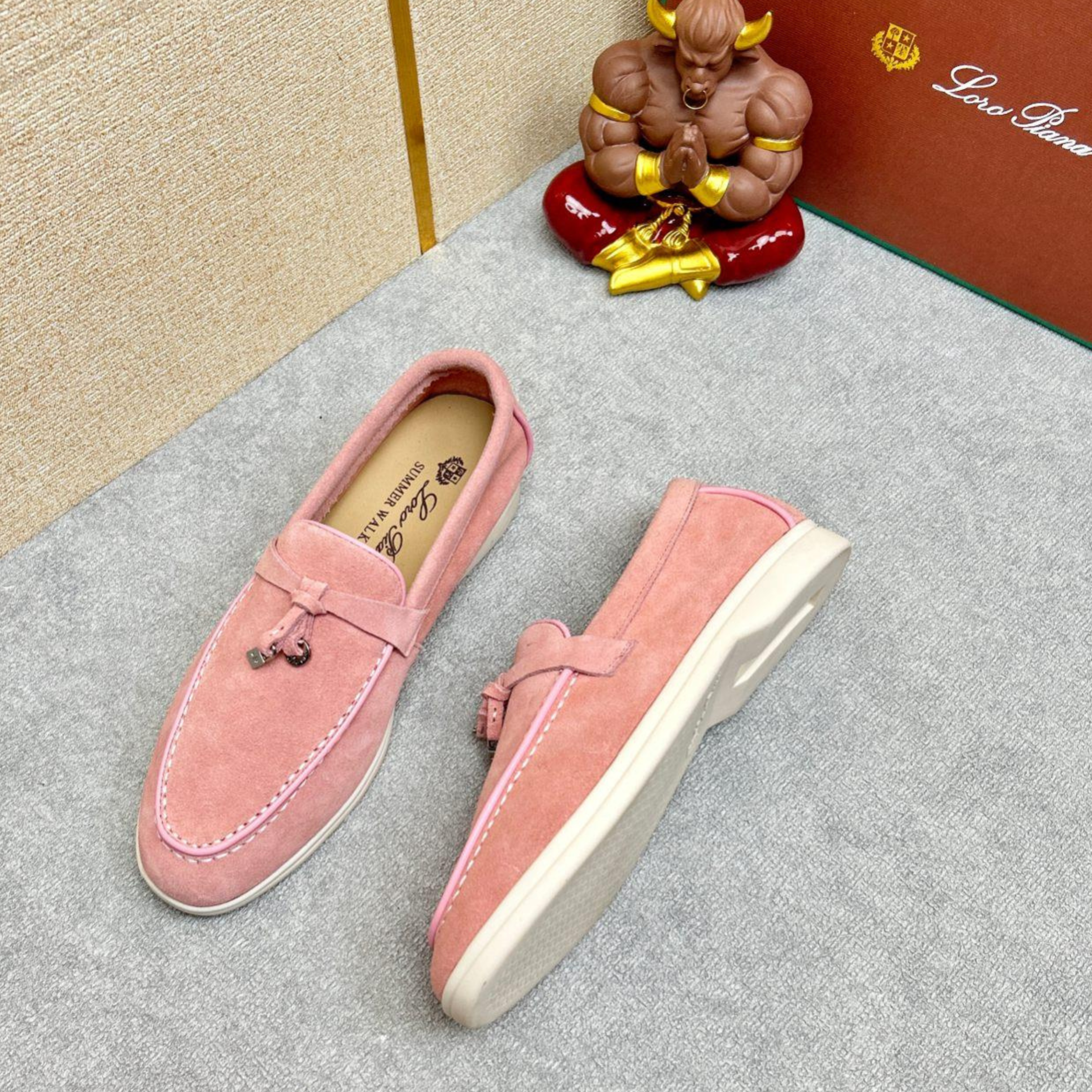 Loro Piana Summer Charms Walk Suede Loafers -  Wild Mauve