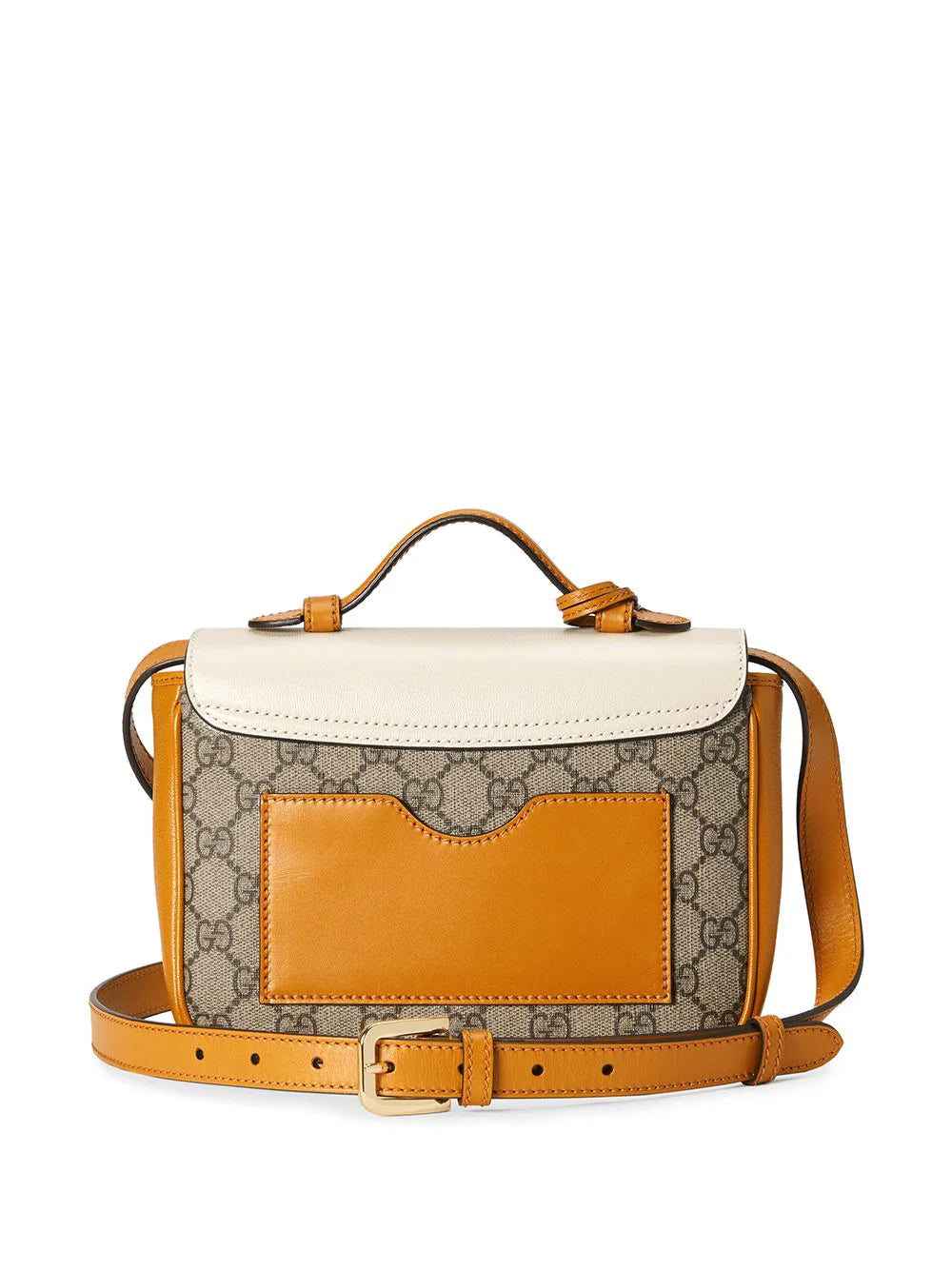 Gucci GG Supreme Padlock Front Pocket Flap Shoulder Bag  – Beige