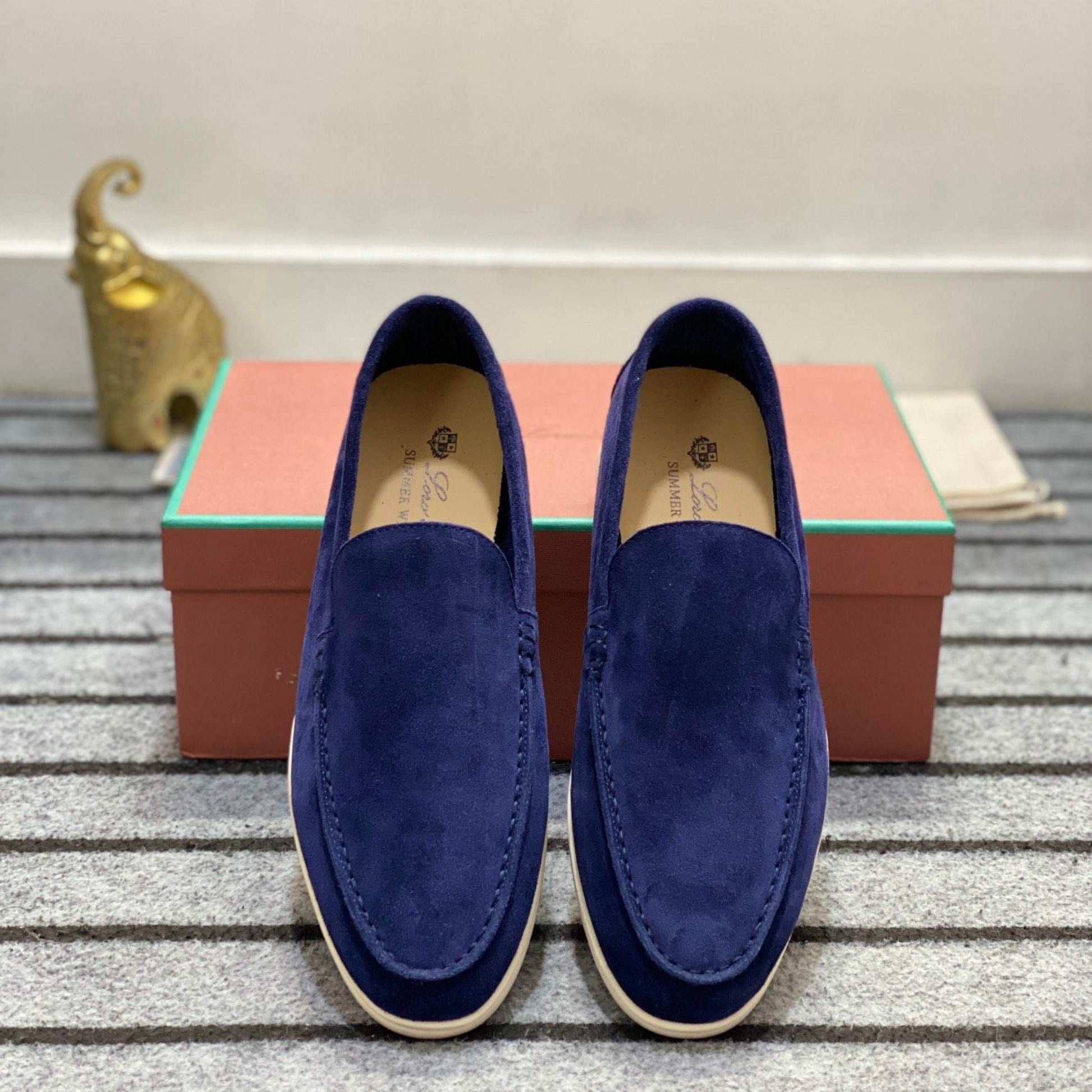 Loro Piana Summer Walk Suede Loafers - Dark Navy Blue ( 040 Loro Piana Summer Walk Suede Loafers - Dark Navy Blue ( 040