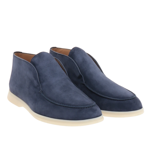 Loro Piana Open Walk Suede Loafers - Dark Blue