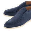 Loro Piana Open Walk Suede Loafers - Dark Blue