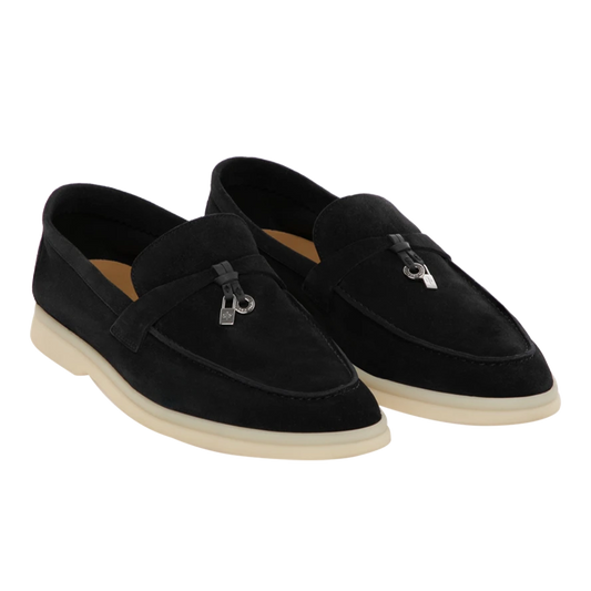 Loro Piana Summer Charm Suede Loafers - Black (029)