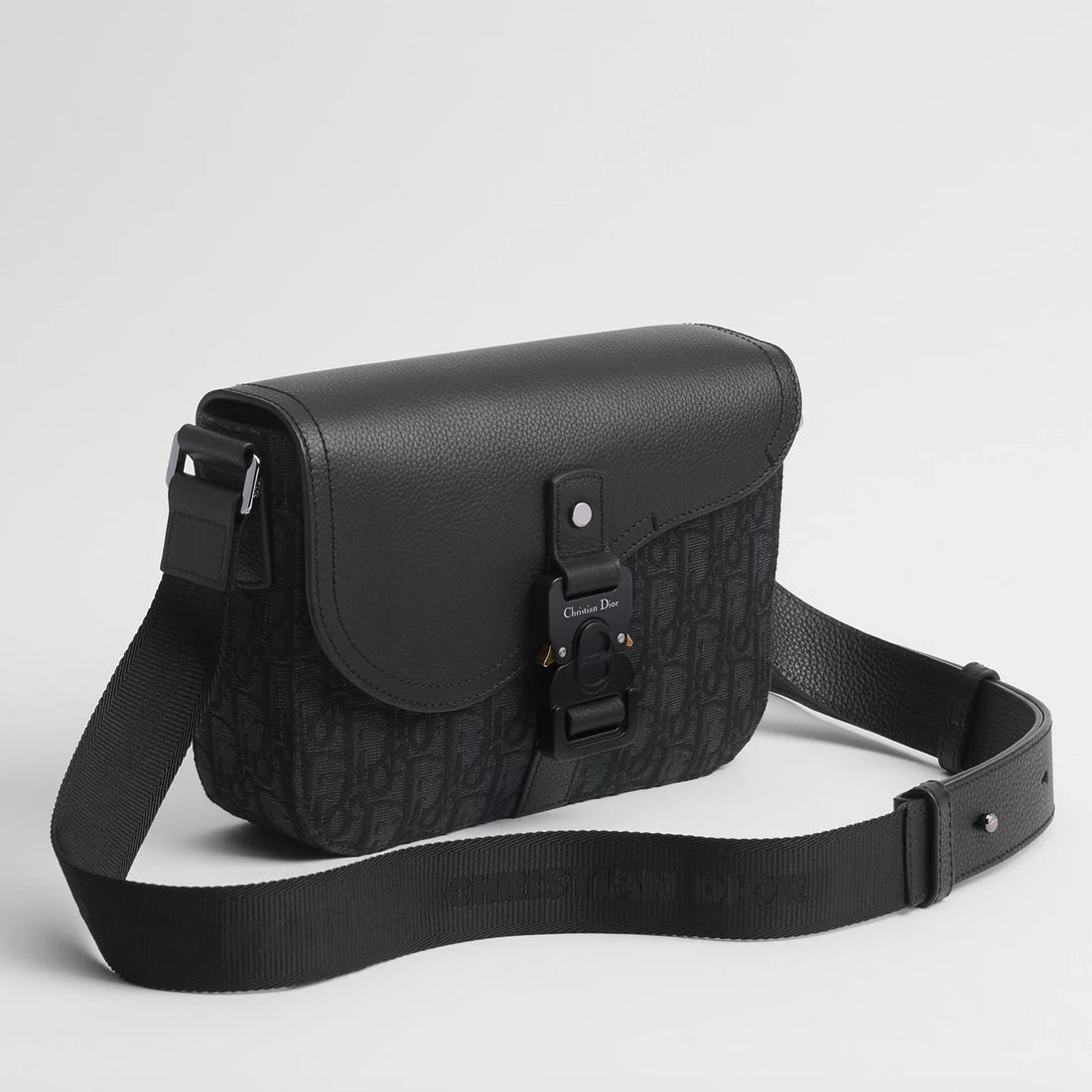 Dior Small Saddle Jacquard Messenger Bag with Flap - Black