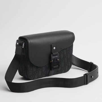 Dior Small Saddle Jacquard Messenger Bag with Flap - Black