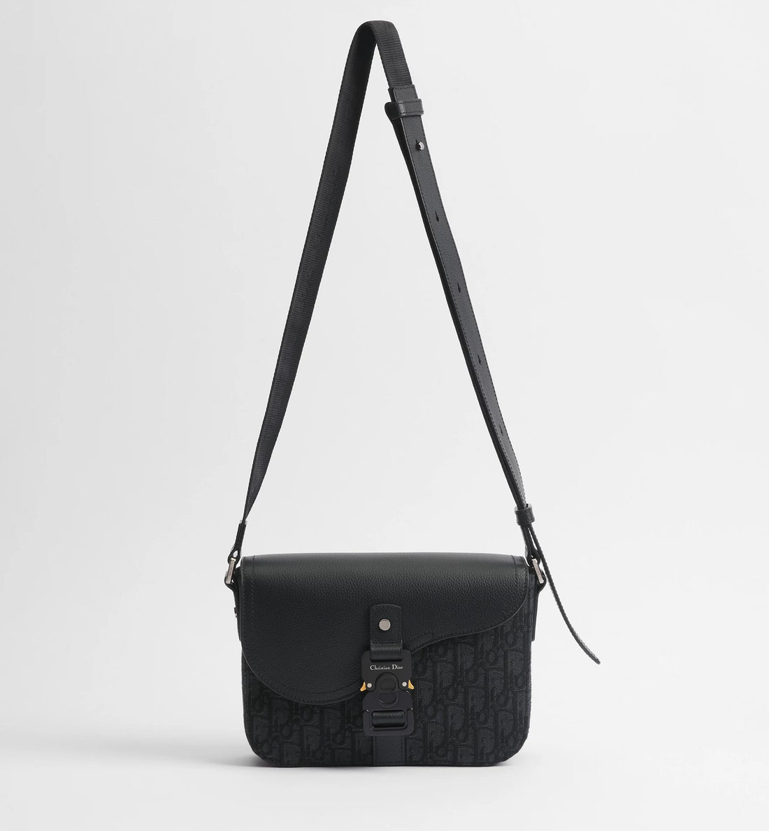 Dior Small Saddle Jacquard Messenger Bag with Flap - Black