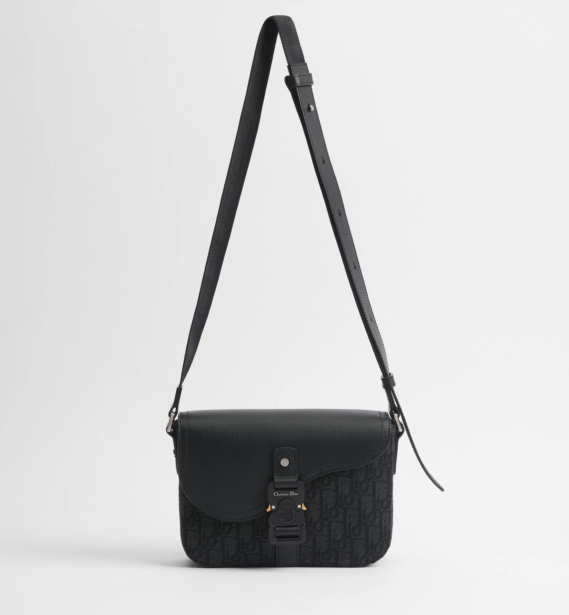 Dior Small Saddle Jacquard Messenger Bag with Flap - Black
