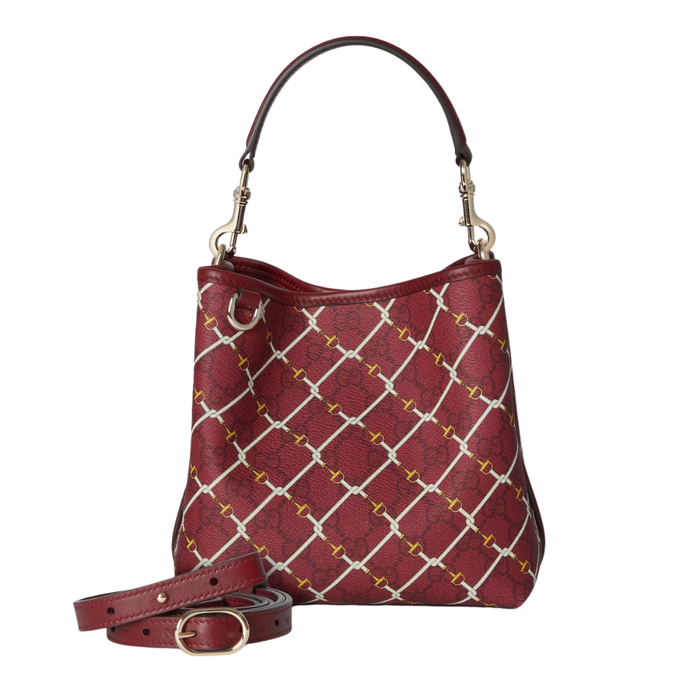 Gucci Emblem Small Bucket Bag – Red