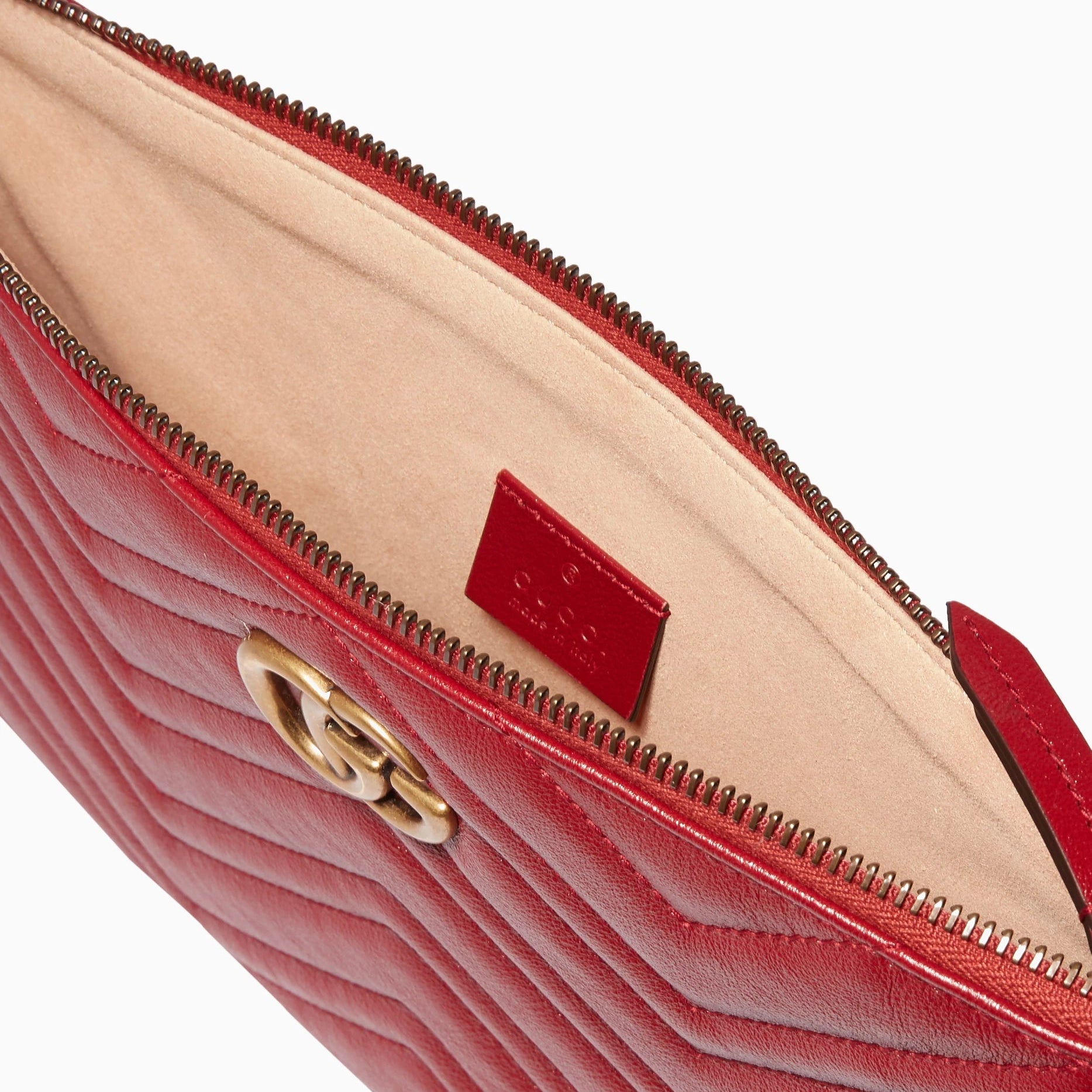 Gucci GG Marmont Matelassé Leather Clutch Bag – Red