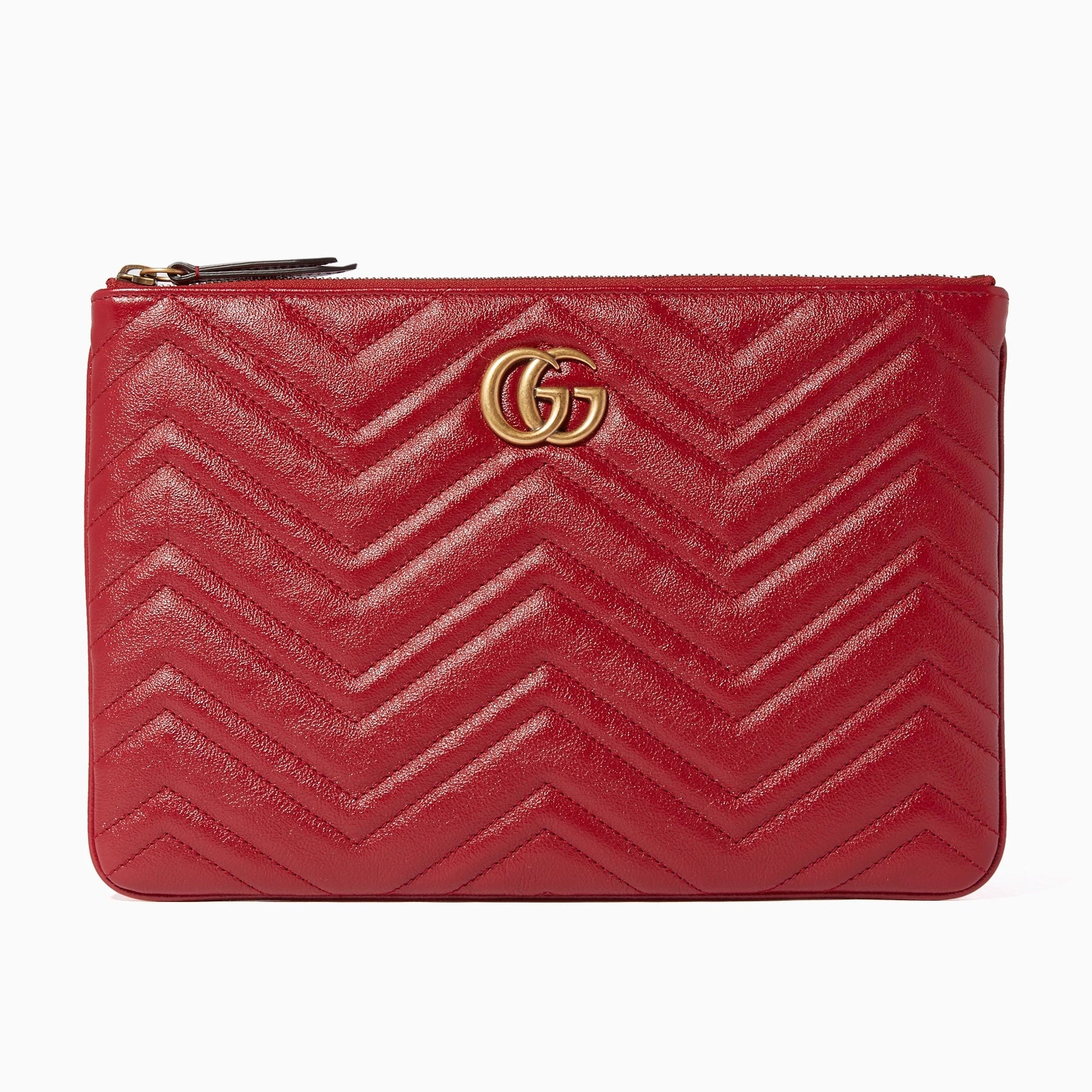 Gucci GG Marmont Matelassé Leather Clutch Bag – Red