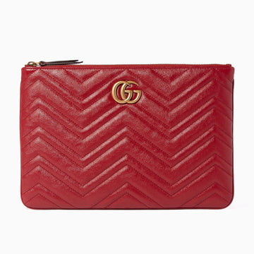 Gucci GG Marmont Matelassé Leather Clutch Bag – Red
