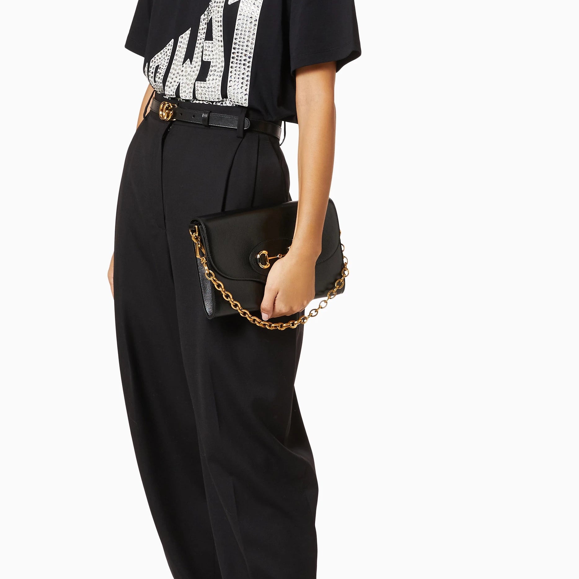 Gucci Horsebit 1955 Chain Crossbody Shoulder Bag – Black