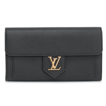 Louis Vuitton Long Leather LockMe Wallet - Black