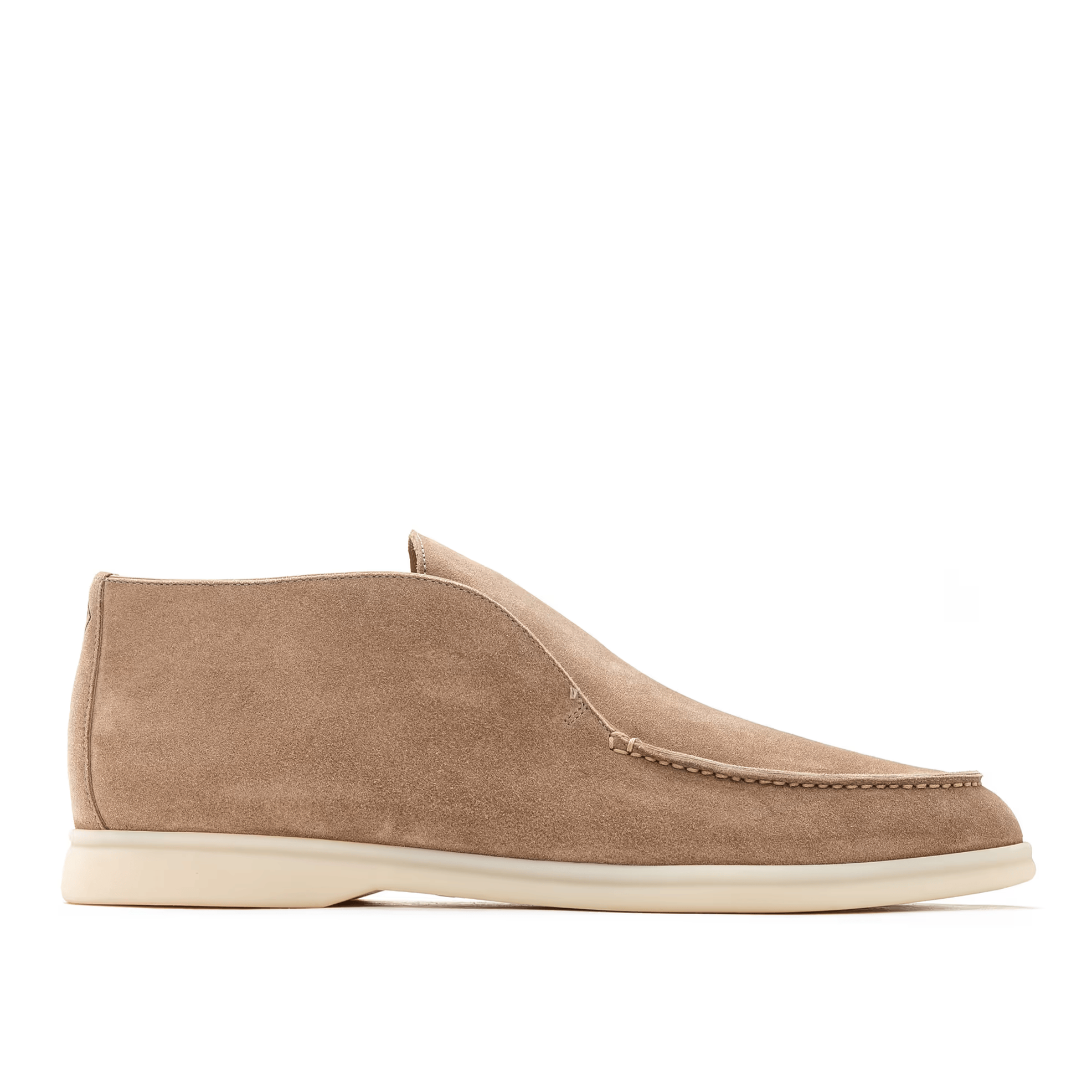 Loro Piana Open Walk Suede Ankle Boots - Woodsmoke Beige
