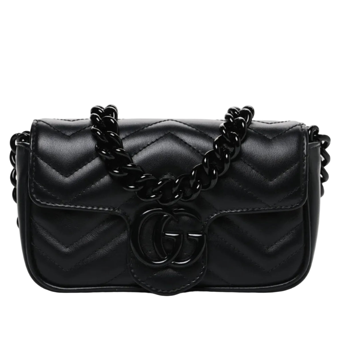 Gucci GG Marmont Leather Chain Belt Bag – Black