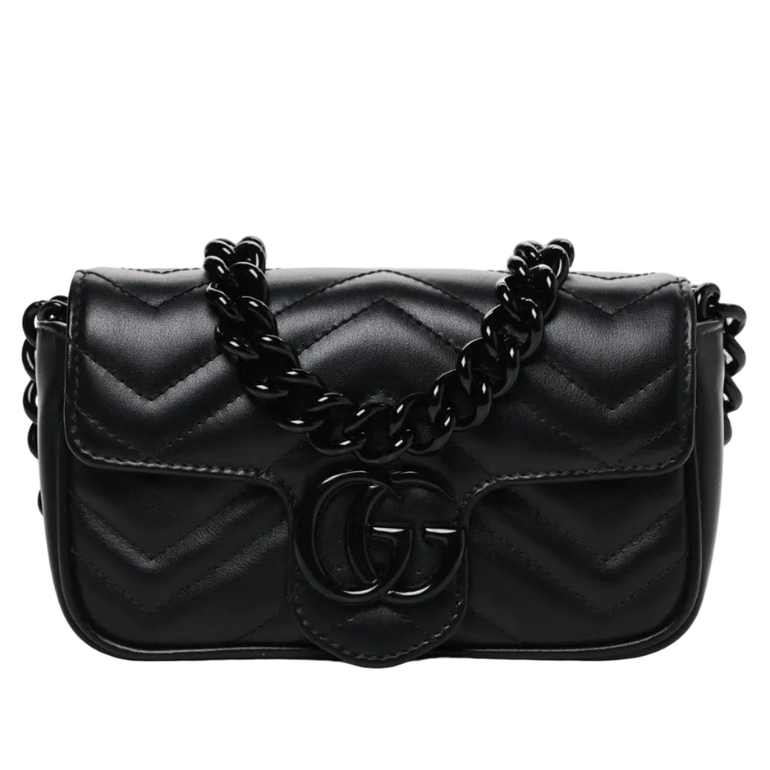 Gucci GG Marmont Leather Chain Belt Bag – Black