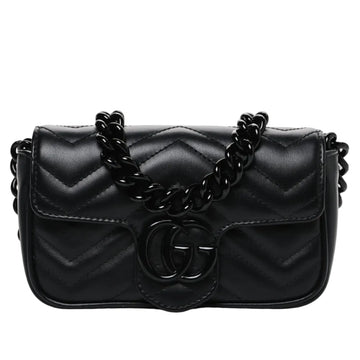 Gucci GG Marmont Leather Chain Belt Bag – Black
