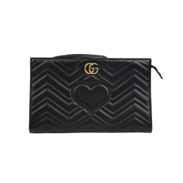 Gucci GG Marmont Matelassé Chevron Heart Clutch Bag – Black