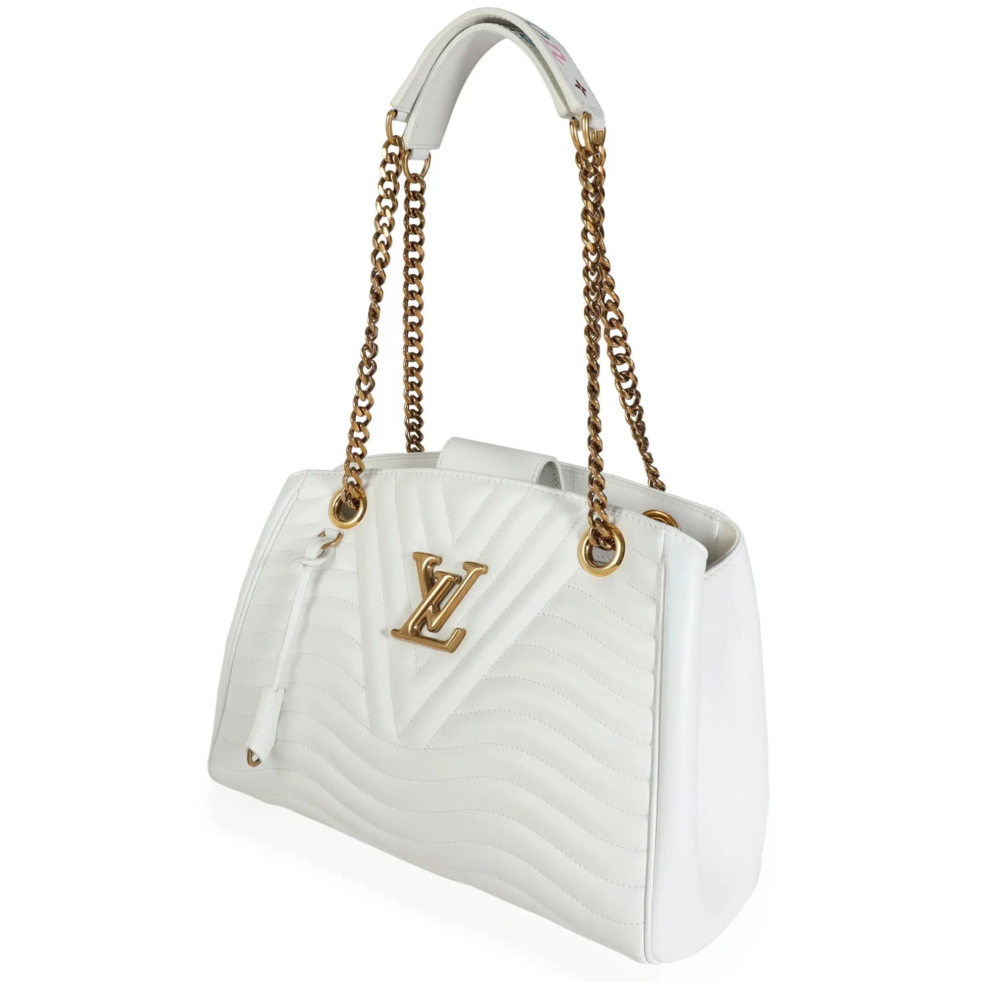 Louis Vuitton Calfskin New Wave Chain Tote Bag - White