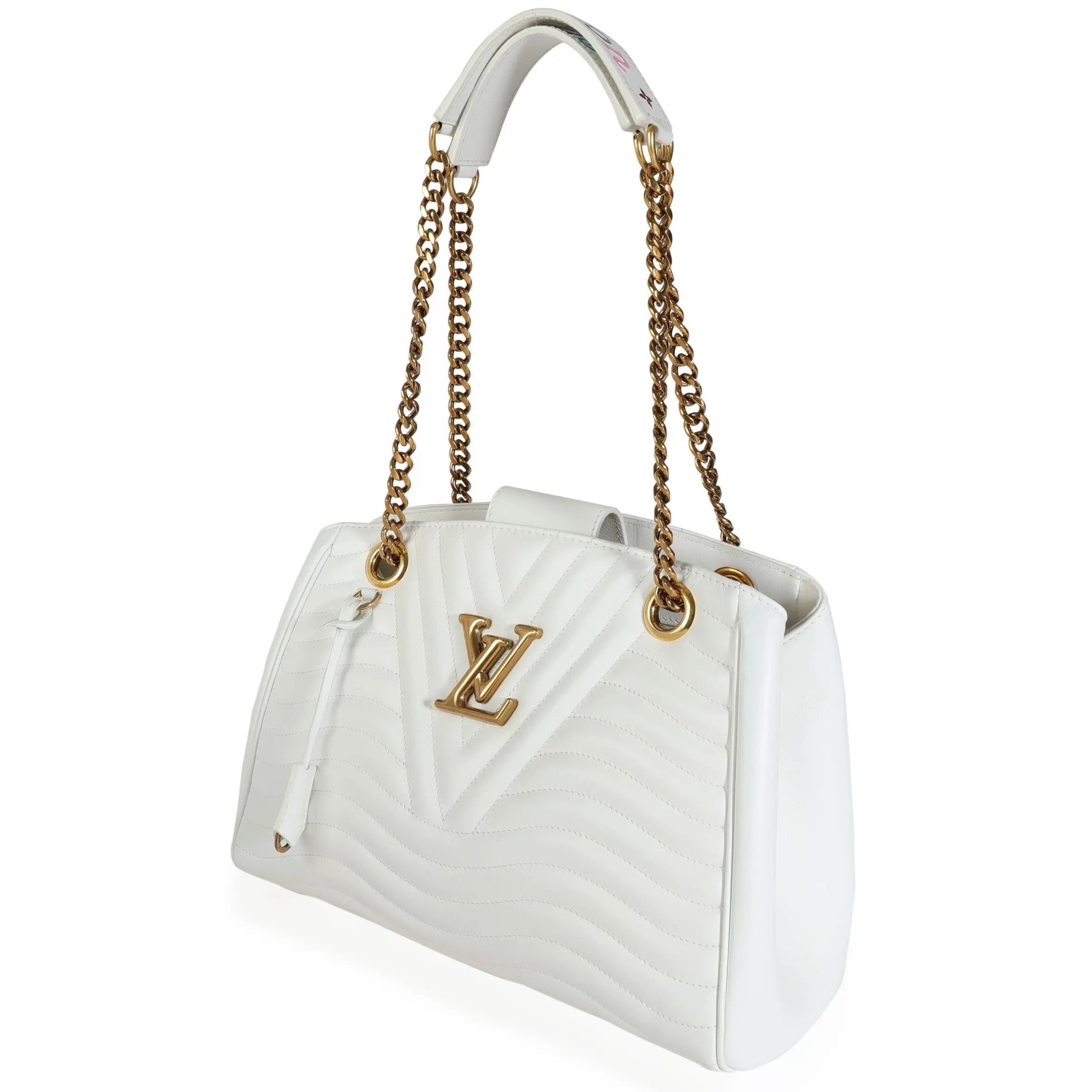 Louis Vuitton Calfskin New Wave Chain Tote Bag - White
