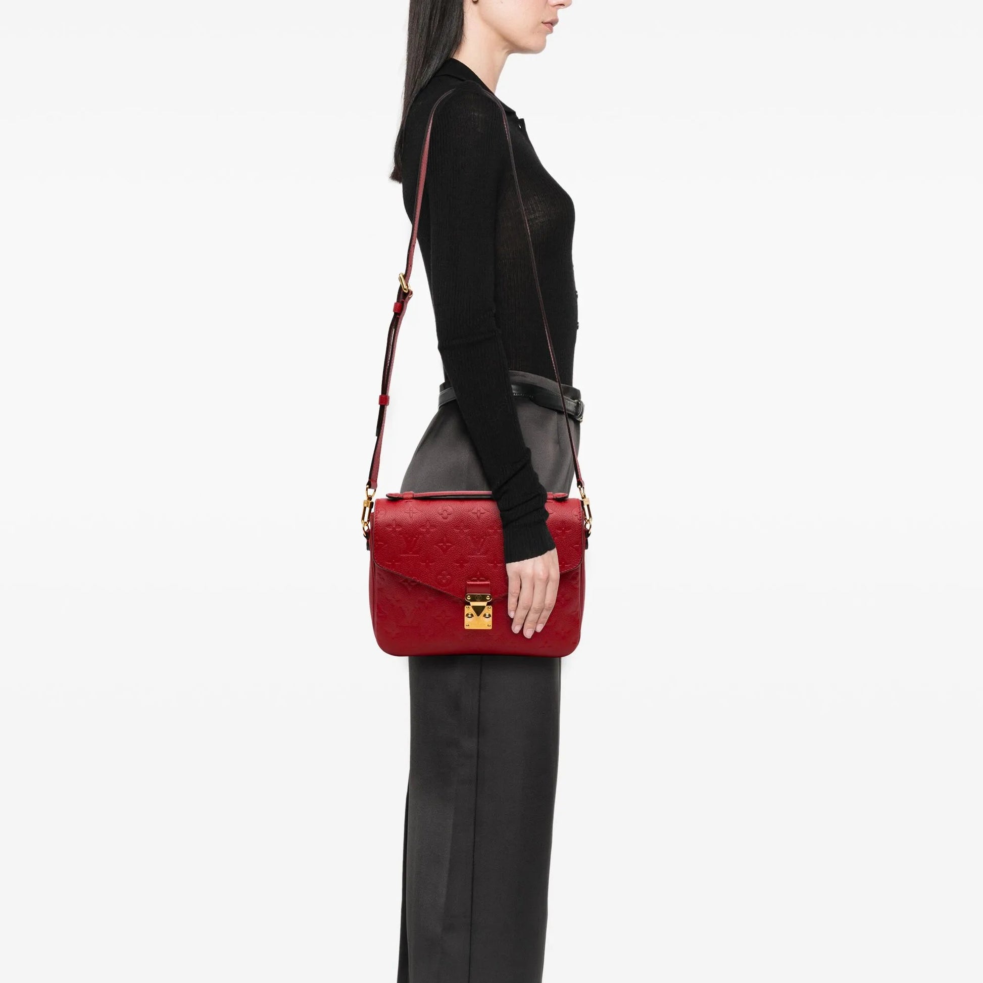 Louis Vuitton Monogram Empreinte Pochette Metis Handbag - Red
