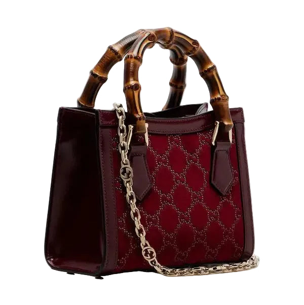Gucci Mini Leather Bamboo Tote Bag – Red