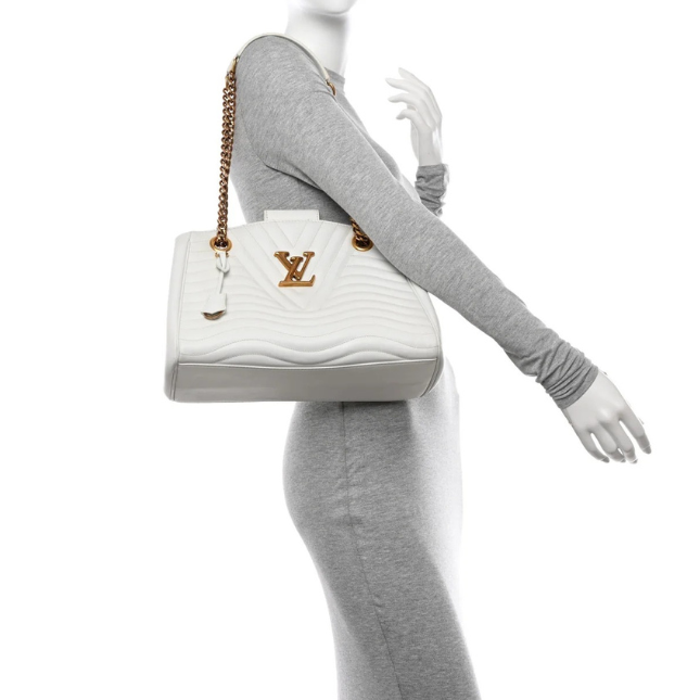 Louis Vuitton Calfskin New Wave Chain Tote Bag - White