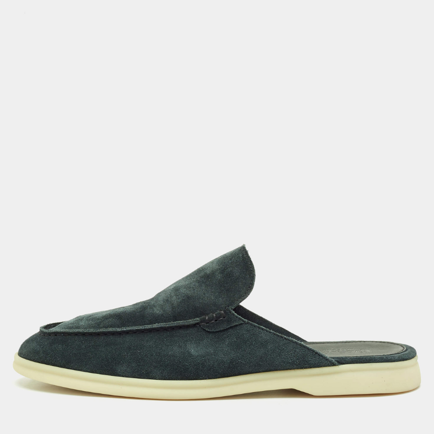 Loro Piana Babouche Walk Suede Loafers - Dark Green