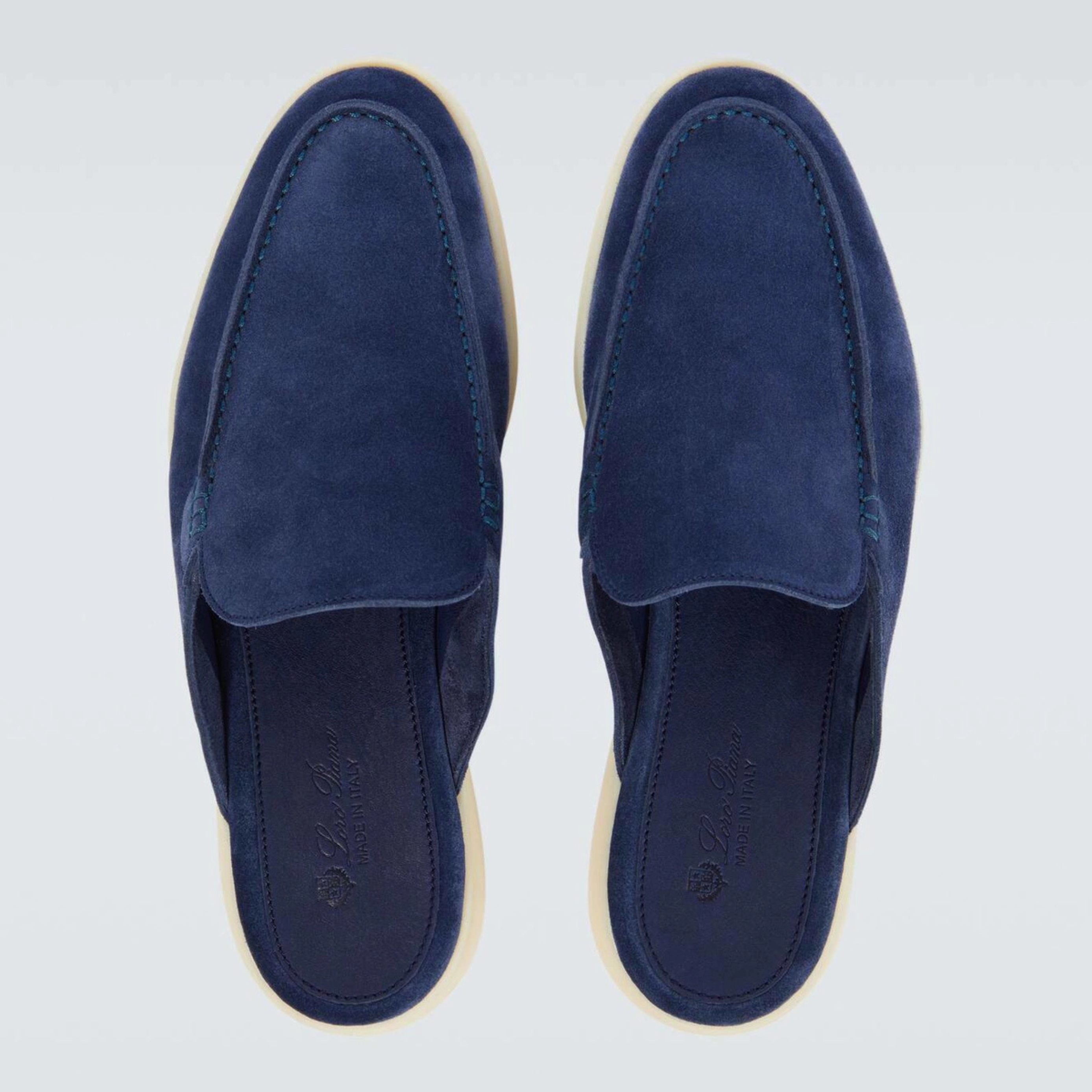 Loro Piana Babouche Walk Suede Slippers -  Racing Blue (003)