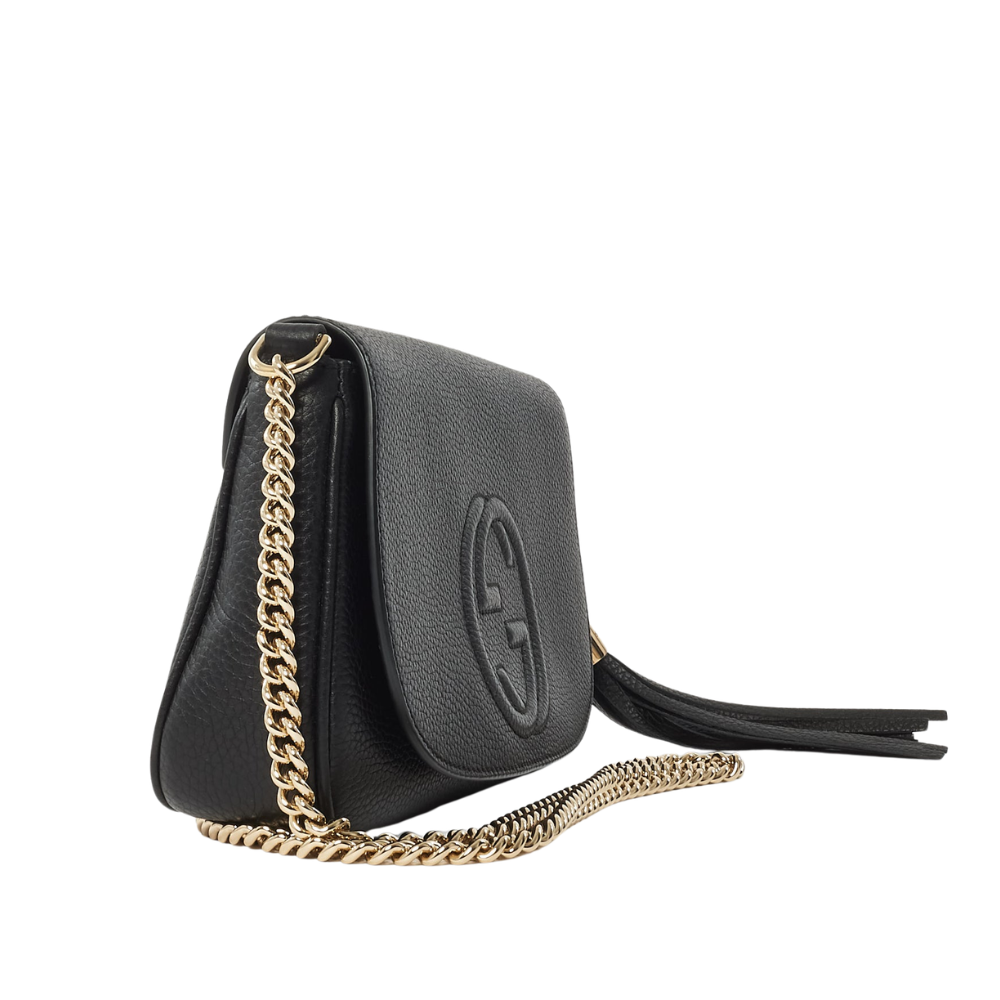 Gucci Pebbled Calfskin Soho Flap Bag – Black