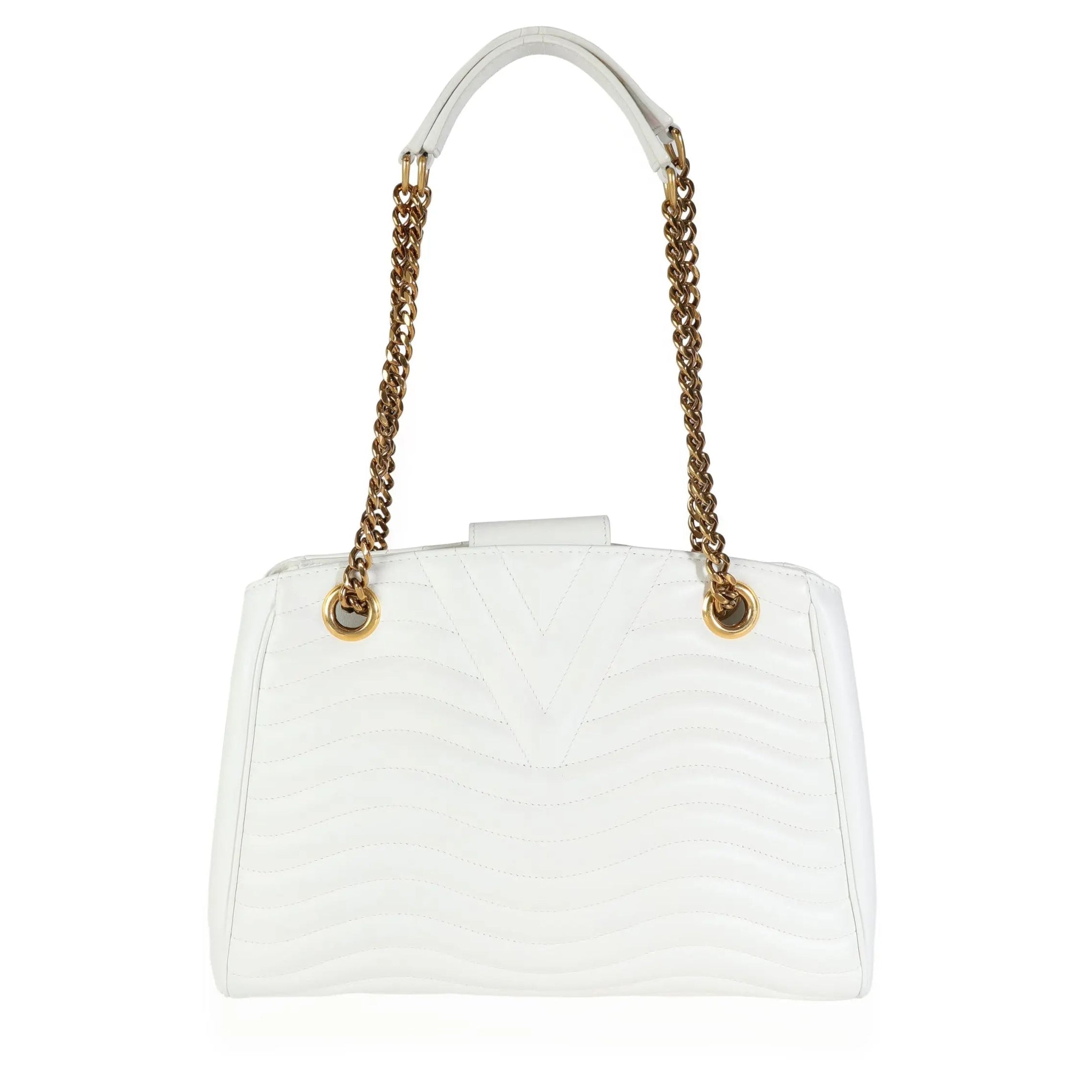 Louis Vuitton Calfskin New Wave Chain Tote Bag - White