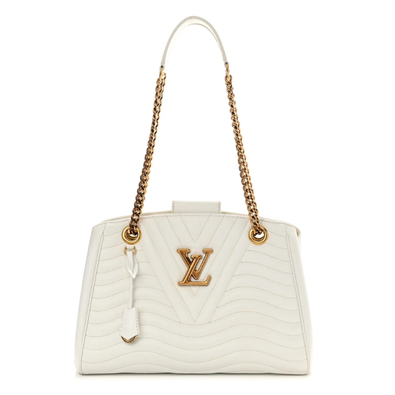 Louis Vuitton Calfskin New Wave Chain Tote Bag - White