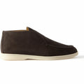 Loro Piana Polacchino Open Walk Suede Ankle Boots - Brown