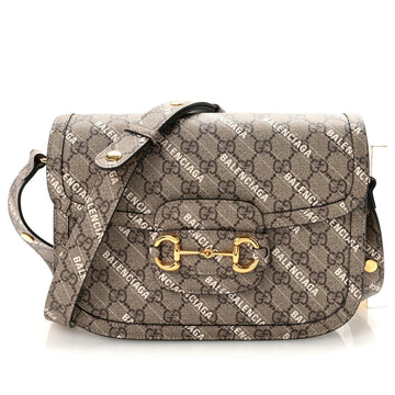 Gucci X Balenciaga GG Supreme Horsebit 1955 Small Shoulder Bag – Beige