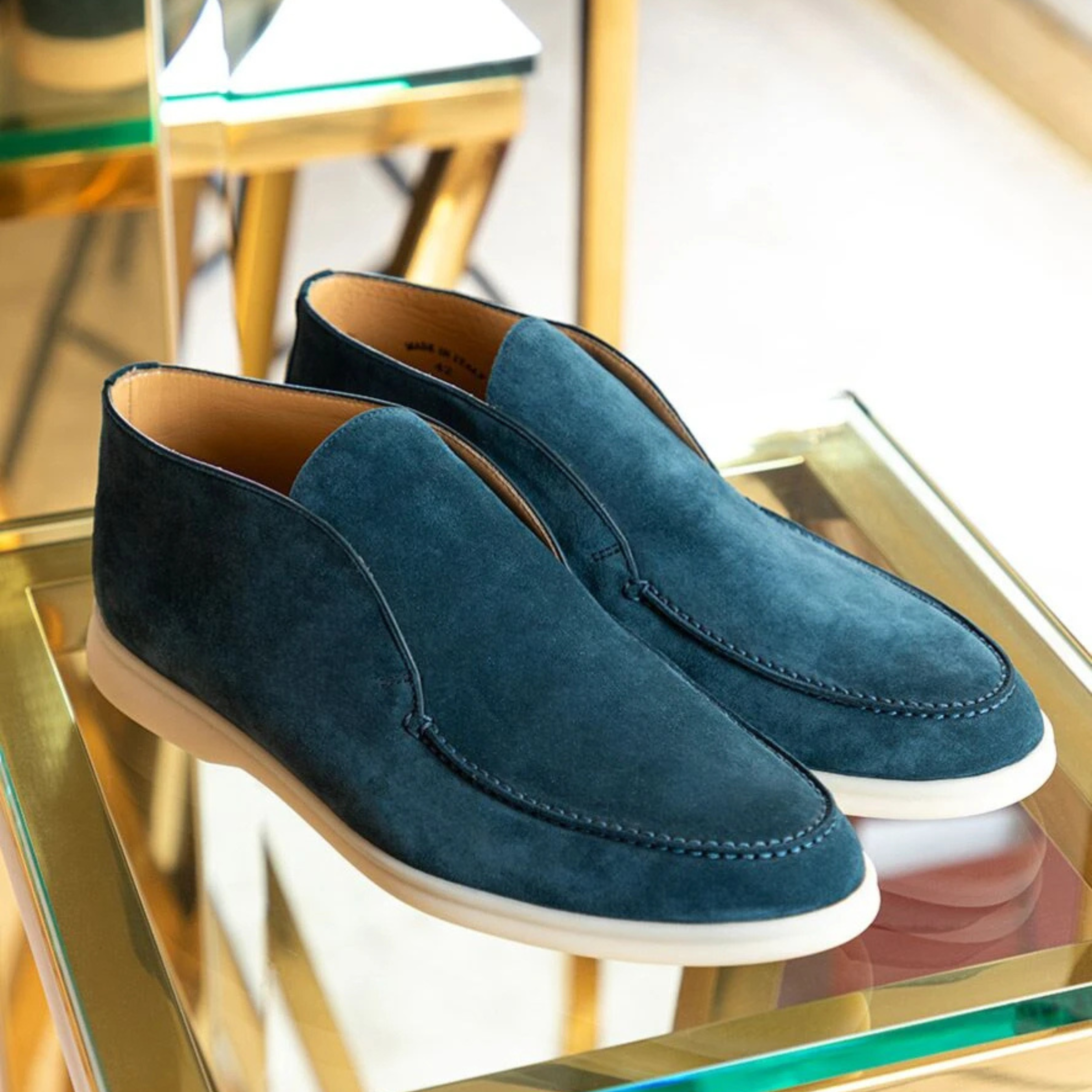 Loro Piana Open Walk Suede Ankle Boots - Dark Blue