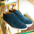 Loro Piana Open Walk Suede Ankle Boots - Dark Blue