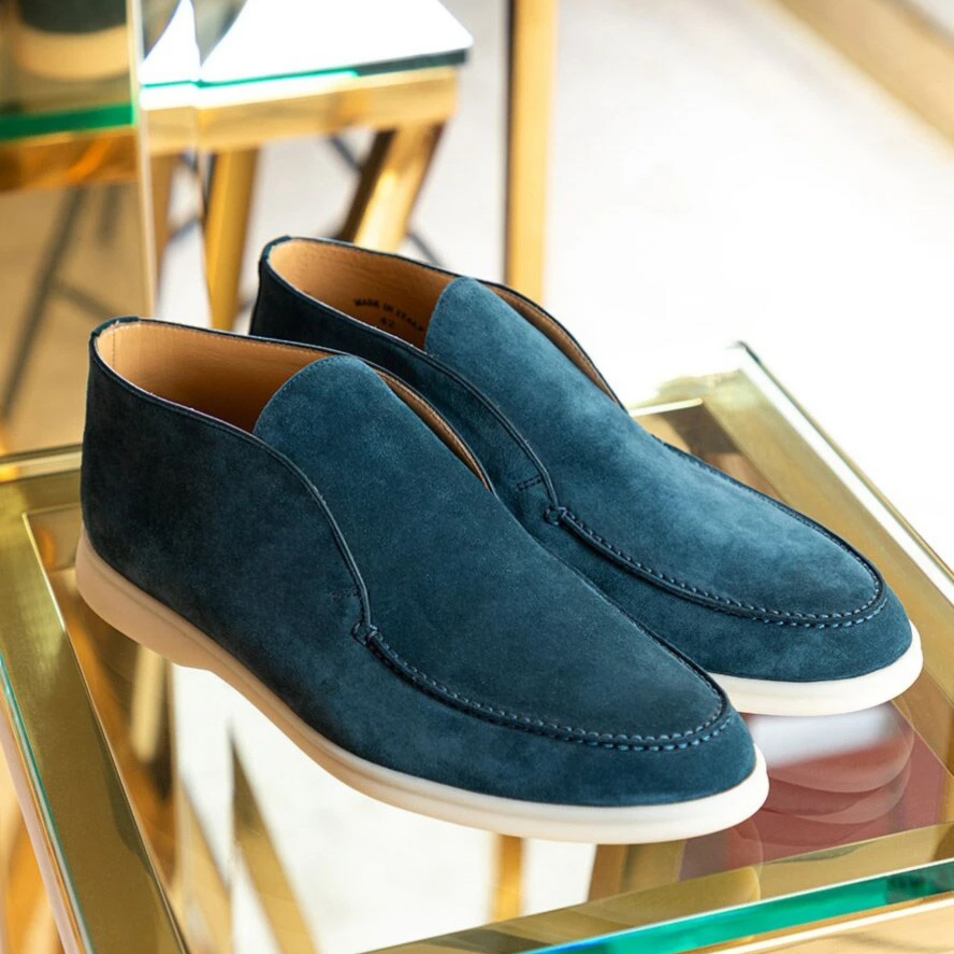 Loro Piana Open Walk Suede Ankle Boots - Dark Blue