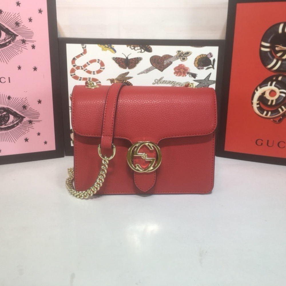 Gucci Interlocking G Small Dollar Shoulder Bag – Red
