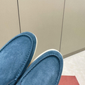 Loro Piana Open Walk Suede Ankle Boots - Dark Blue