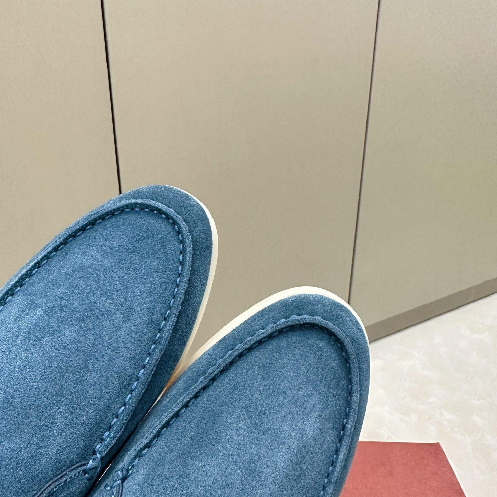 Loro Piana Open Walk Suede Ankle Boots - Dark Blue