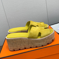 Hermes Eze 30 Suede Sandals - Jaune Impérial