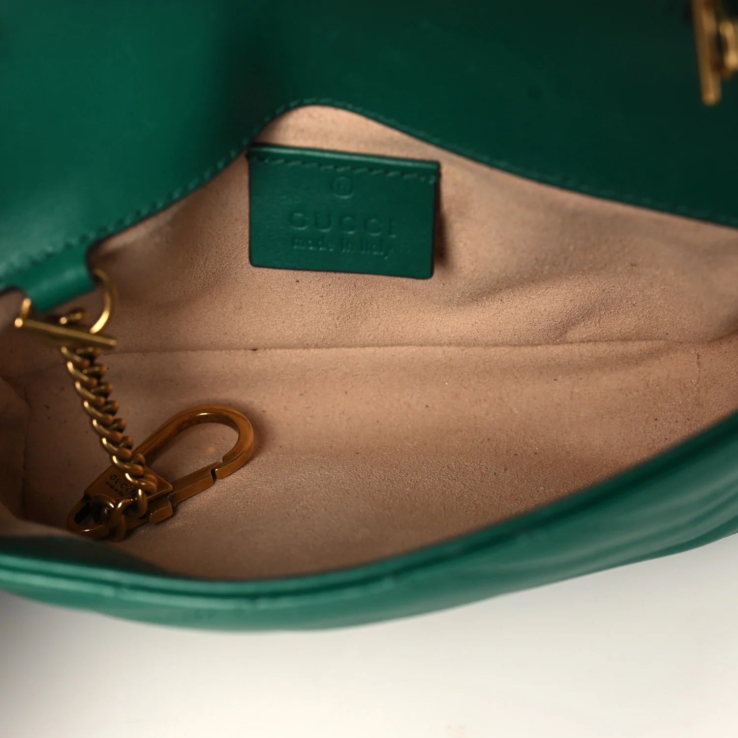 Gucci  Gold GG Marmont Mini Shoulder Bag - Green