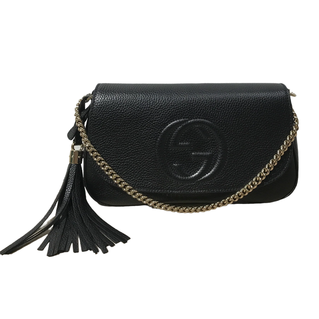 Gucci Pebbled Calfskin Soho Medium Flap Bag – Black