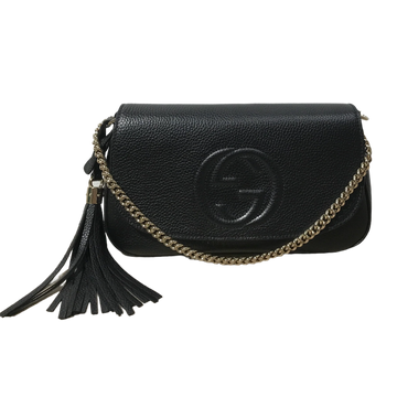 Gucci Pebbled Calfskin Soho Medium Flap Bag – Black