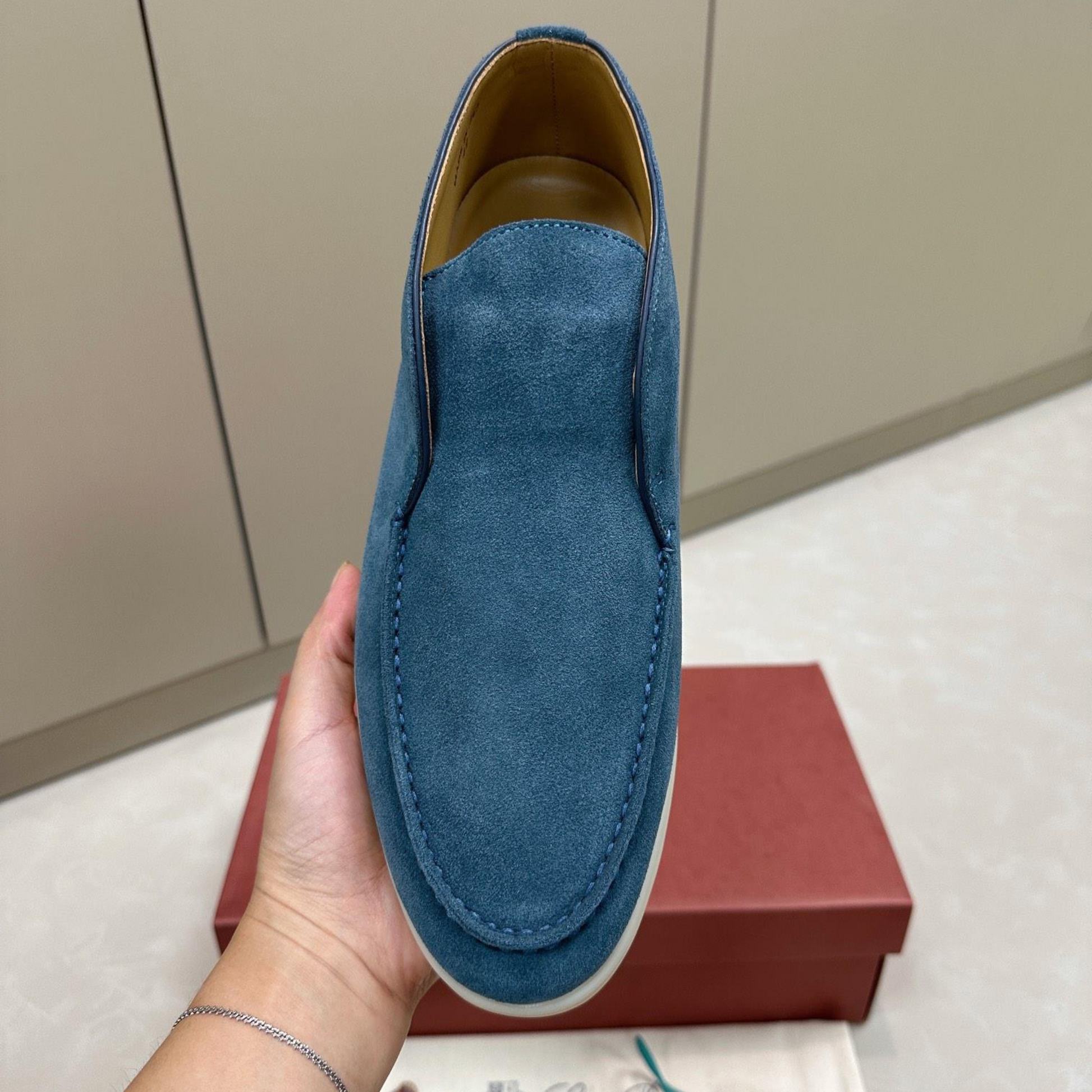 Loro Piana Open Walk Suede Ankle Boots - Dark Blue