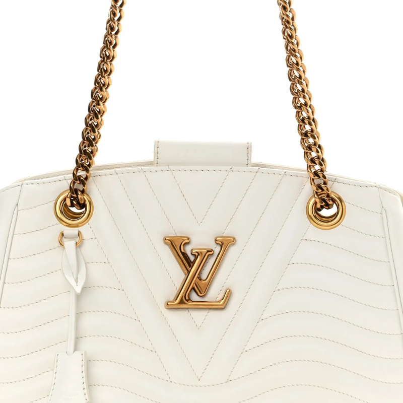 Louis Vuitton Calfskin New Wave Chain Tote Bag - White